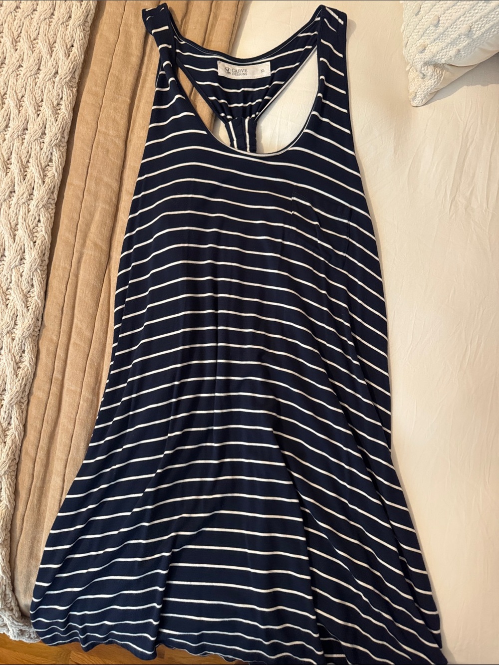 NWOT Carve Navy & White Striped Racerback Tank Dress